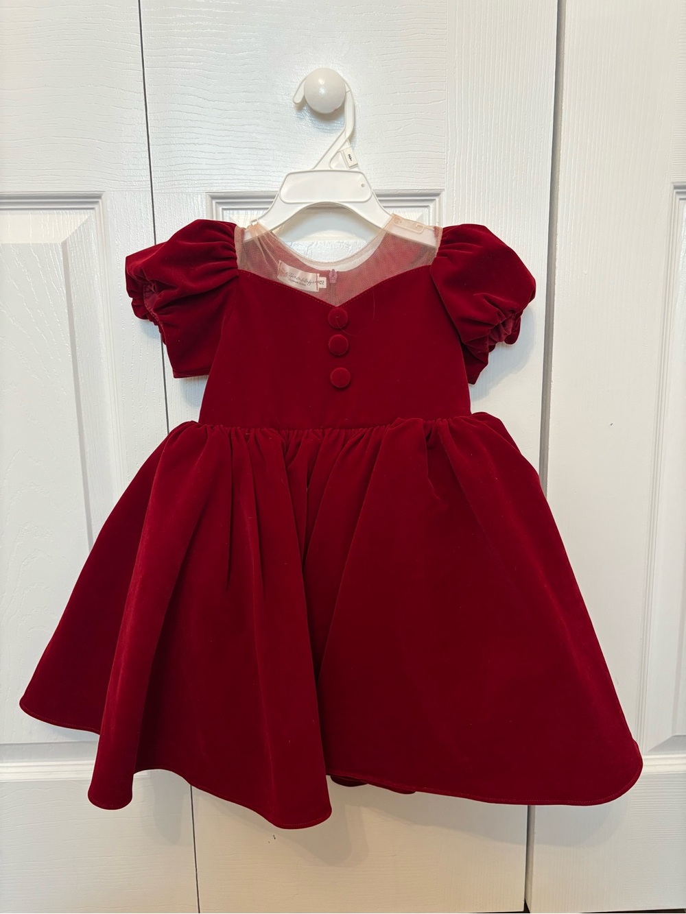 Elegant Red Velvet Kids Party Dress with Matching Headband